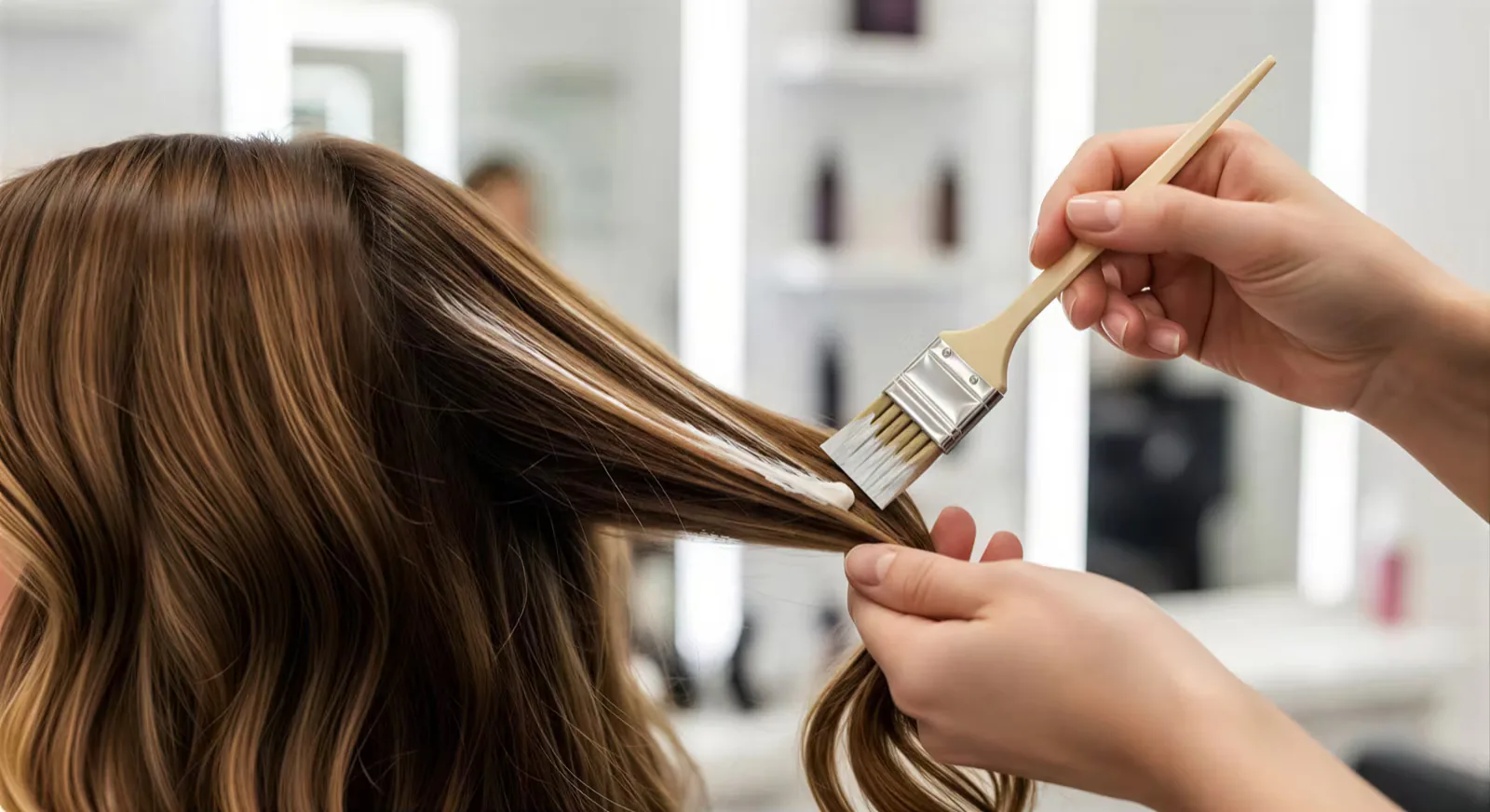 Cabelo iluminado com mechas suaves e acabamento natural