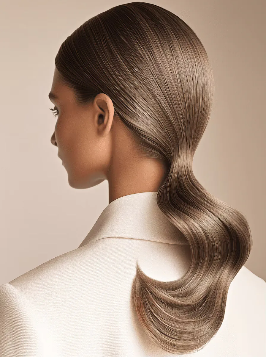Cabelo longo com ondas polidas